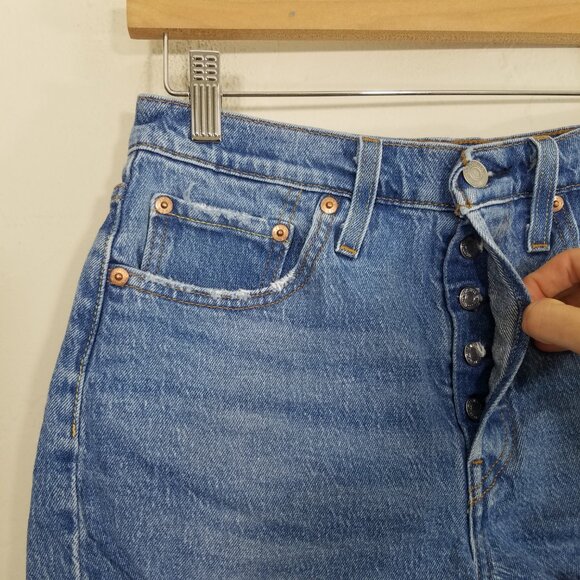 Levi's 501 Button Fly Distressed Jean Shorts Blue Size 27 - Picture 2 of 6